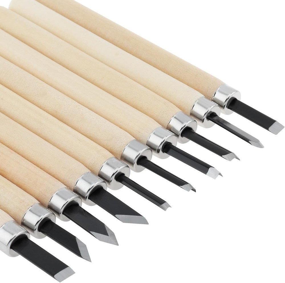 10 Piece Wood Carving Hand Chisel Tool Set Professional Woodworking Gouges Steel
