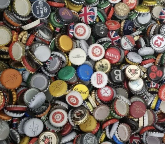 200 Bottle tops caps mixed