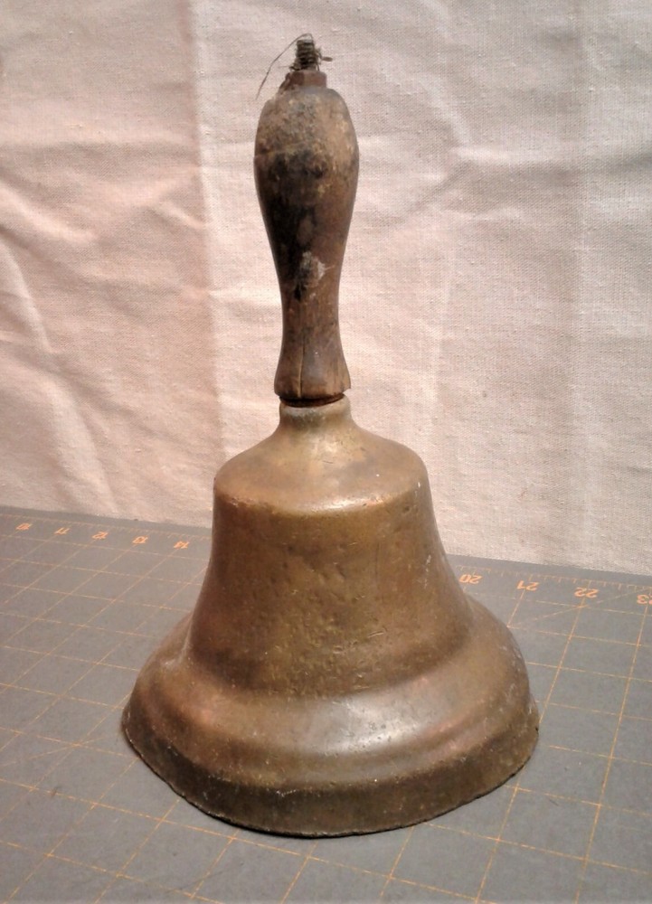 Antique Primitive Brass Hand Held School Bell