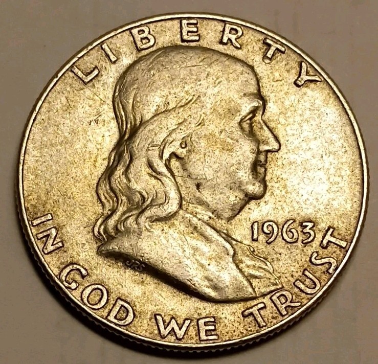 1963 Franklin Half Reverse/Front Align Error, 11.25g .9 Silver