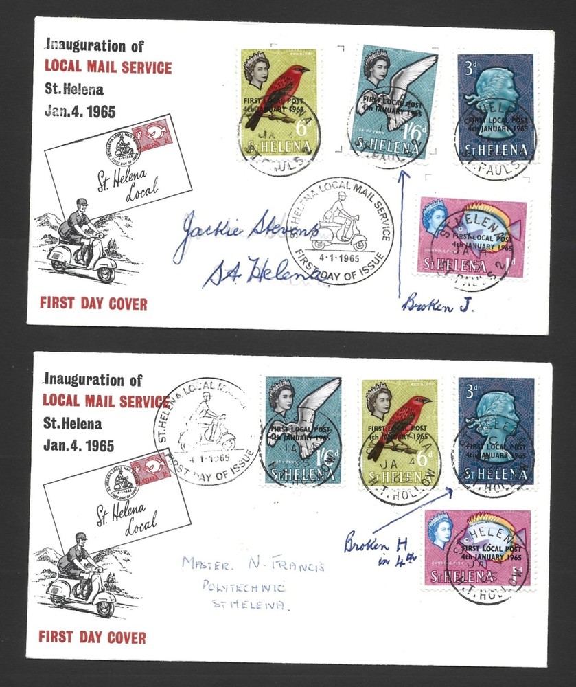 St Helena two covers, ( first local post overprint ). ref A941