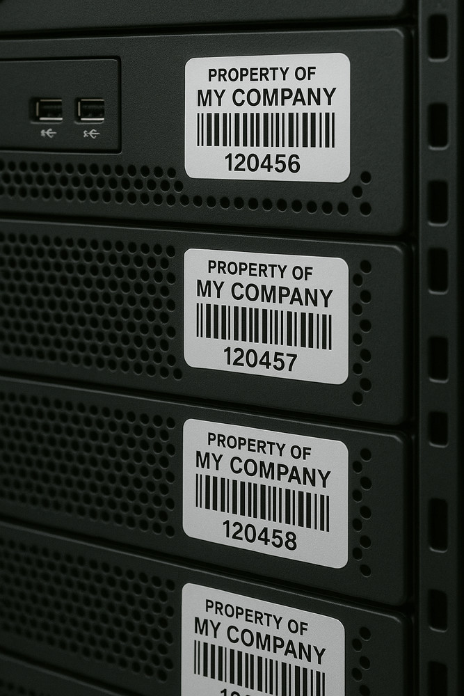 Durable Asset Tags - Sequential Barcoded - Custom - 1.5" x 3/4"