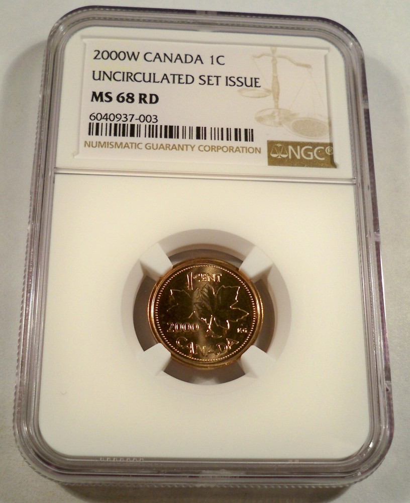 2000-W 1c CANADA NGC MS 68 RD CENT COPPER MS 68 RD RED