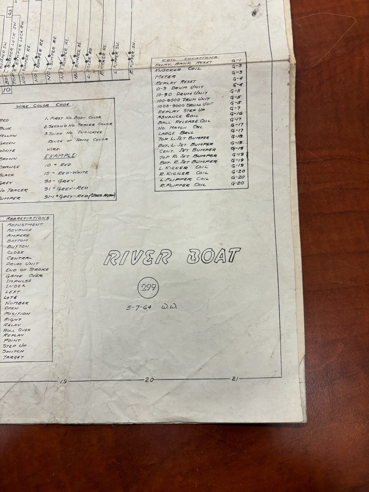 ORIGINAL-WILLIAMS-RIVER BOAT-PINBALL-SCHEMATICS