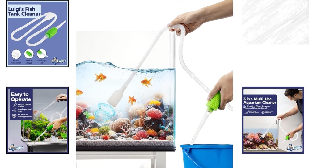 One-Way Valve Hand Siphon: Efficient Fish Tank Cleaner for Regular Water Changes