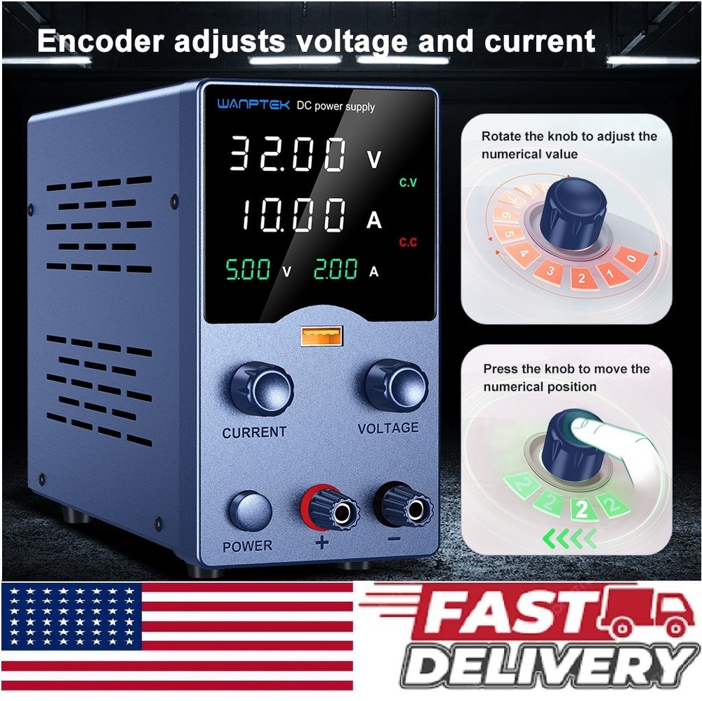 DC Adjustable 0-32V 0-10A Lab Power Supply Variable Programmable Bench Sources