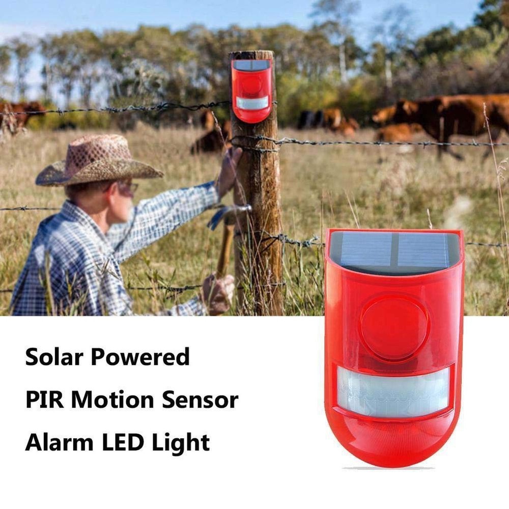 Solar Security Light Alarm,2Pack IP65 Waterproof PIR LED Motion Sensor Flashi...