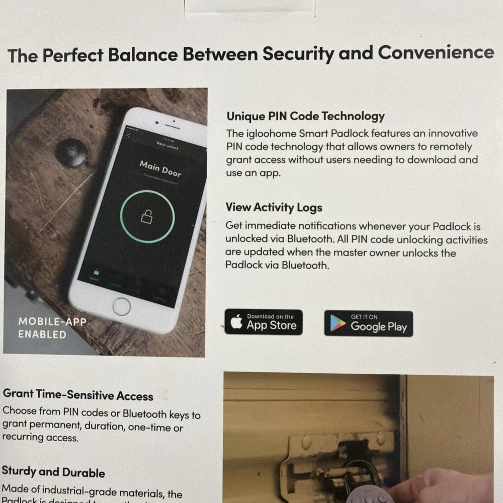 Igloohome Smart Padlock, Smart Lock w/ Case- IOS/Android App Remotely