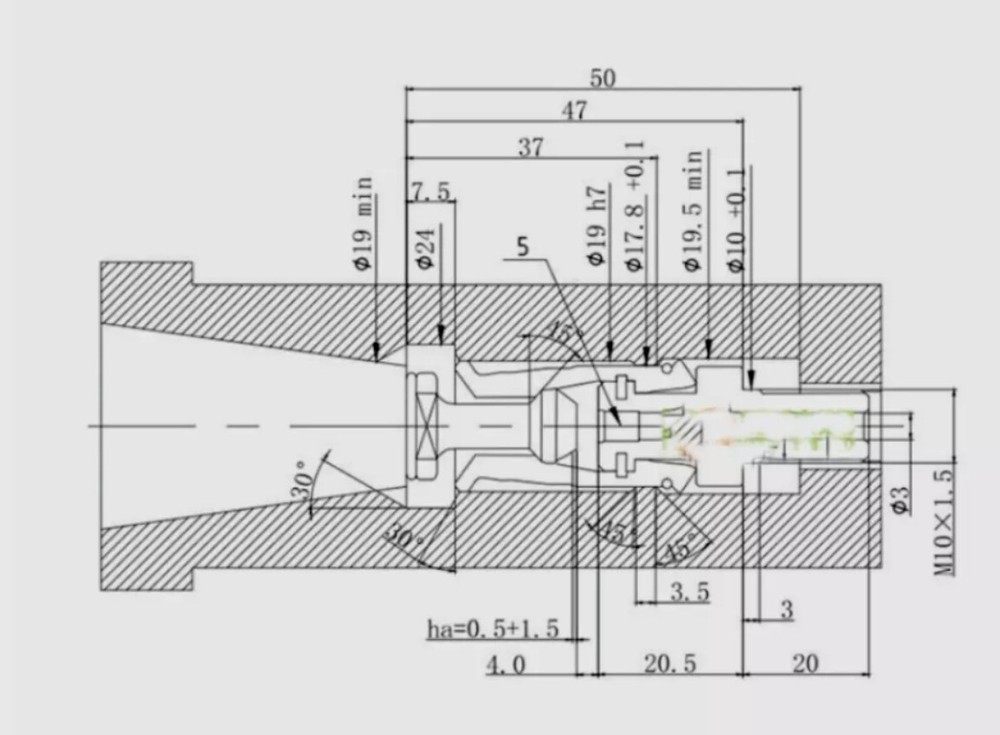 1x BT30 4 Petal Clamp Pull Claw CNC Spindle 45 Degree Outer Screw Pull
