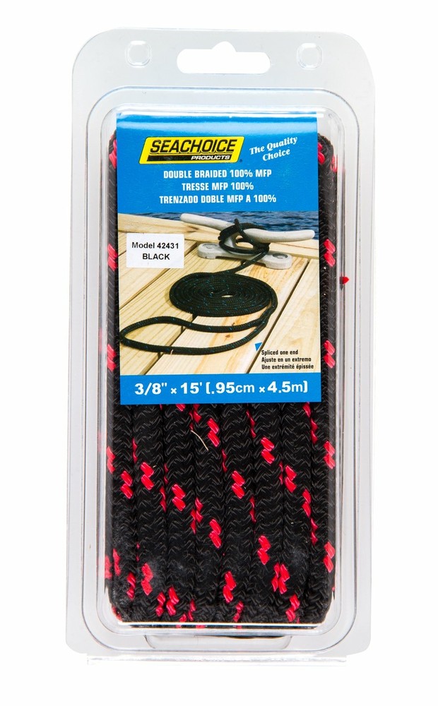 SEACHOICE Double-Braid Multifilament Polypropylene Dock Line 3/8" x 15' 42431...
