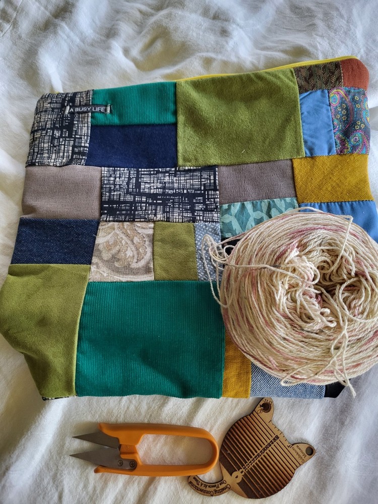 Patchwork Large Sized project bag, Zippered Bag, Large project bag,  Storage bag