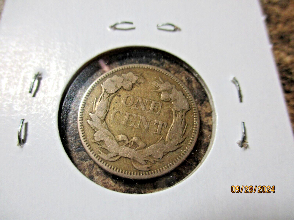 1857 FLYING EAGLE CENT WITH REVERSE DIE CLASH FINE 19