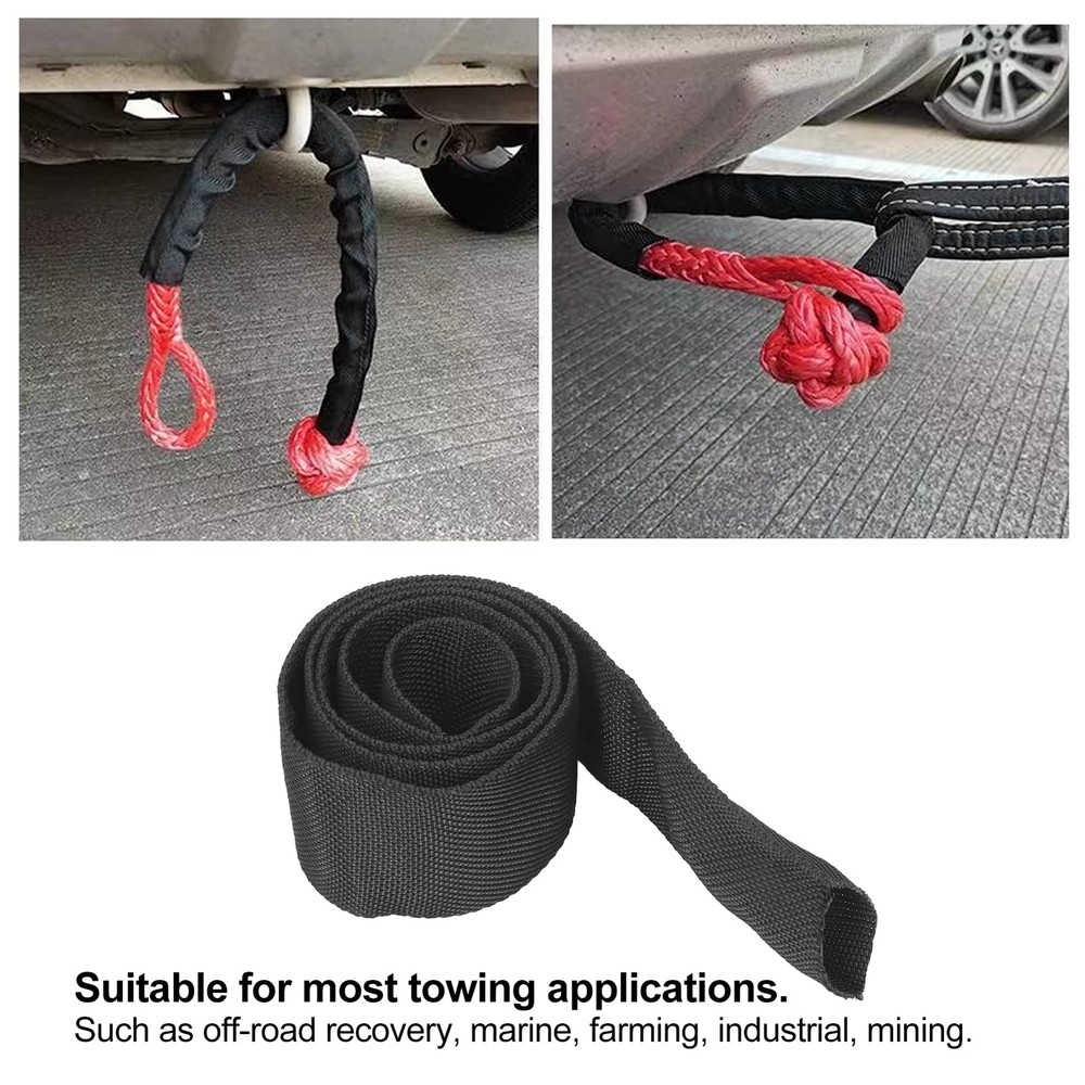 Rope Protector Sleeve Polyester Winch Rope Protective Sleeve Black Universal ...