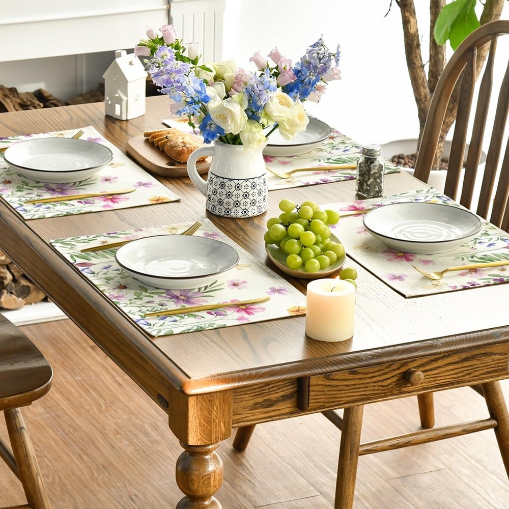 Artoid Mode Floral Butterfly Summer 12" x 18", Rectangular 4 Pcs, Beige