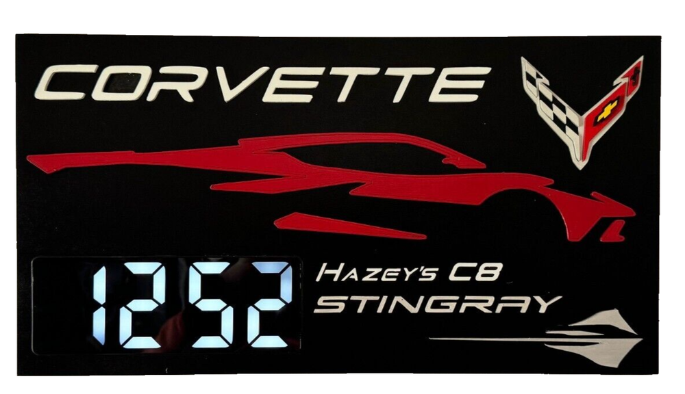 Customized Corvette C8 Clock: Laser-Cut, 3D For Garage, Man Cave, or Office