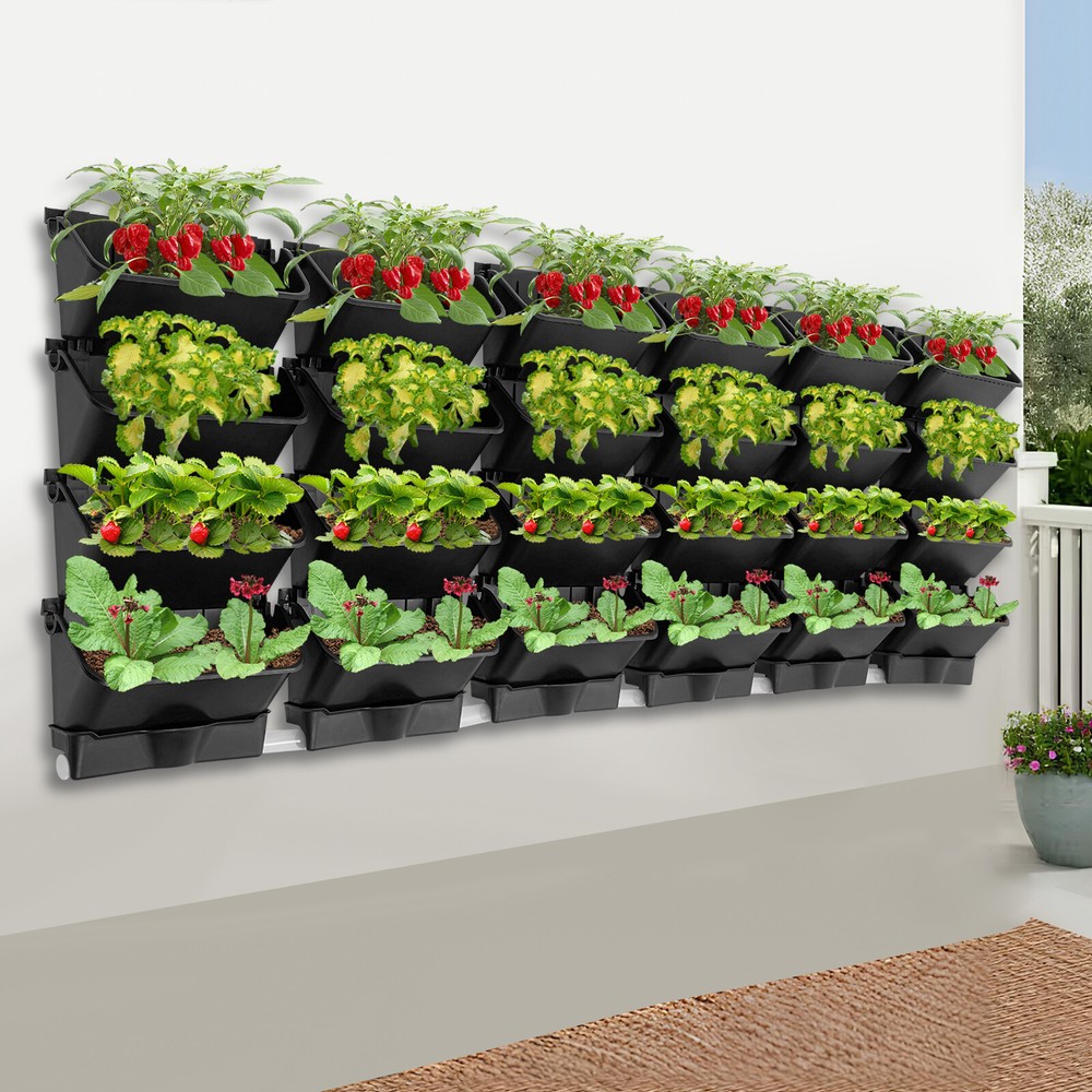 24pcs Vertical Green Wall Hanging Drip Irrigation System Plastic Flower Pots