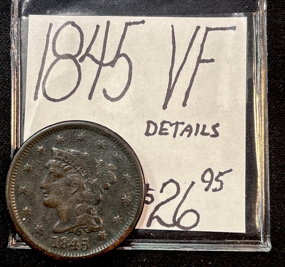 1845 Large Cent (VF) Very Fine Condition! ENN Coins