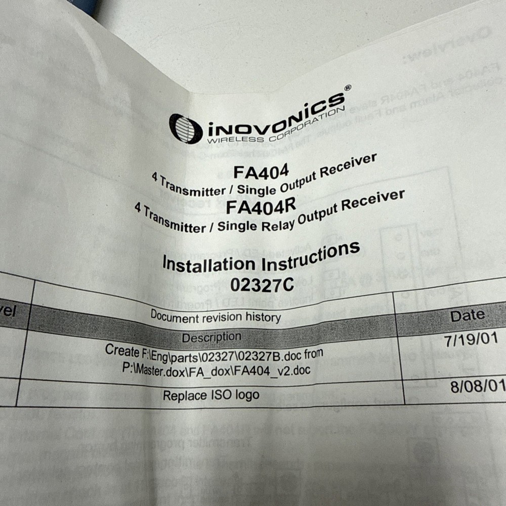 Inovonics Fa2603 FA404 & FA203 Kit Transmitter & $ trans Receiver