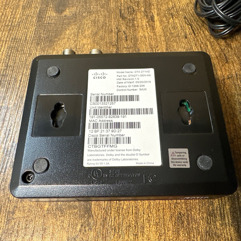 Cisco DTA 271HD Digital Transmitter Adapter TWC Converter Box w/Remote & Power
