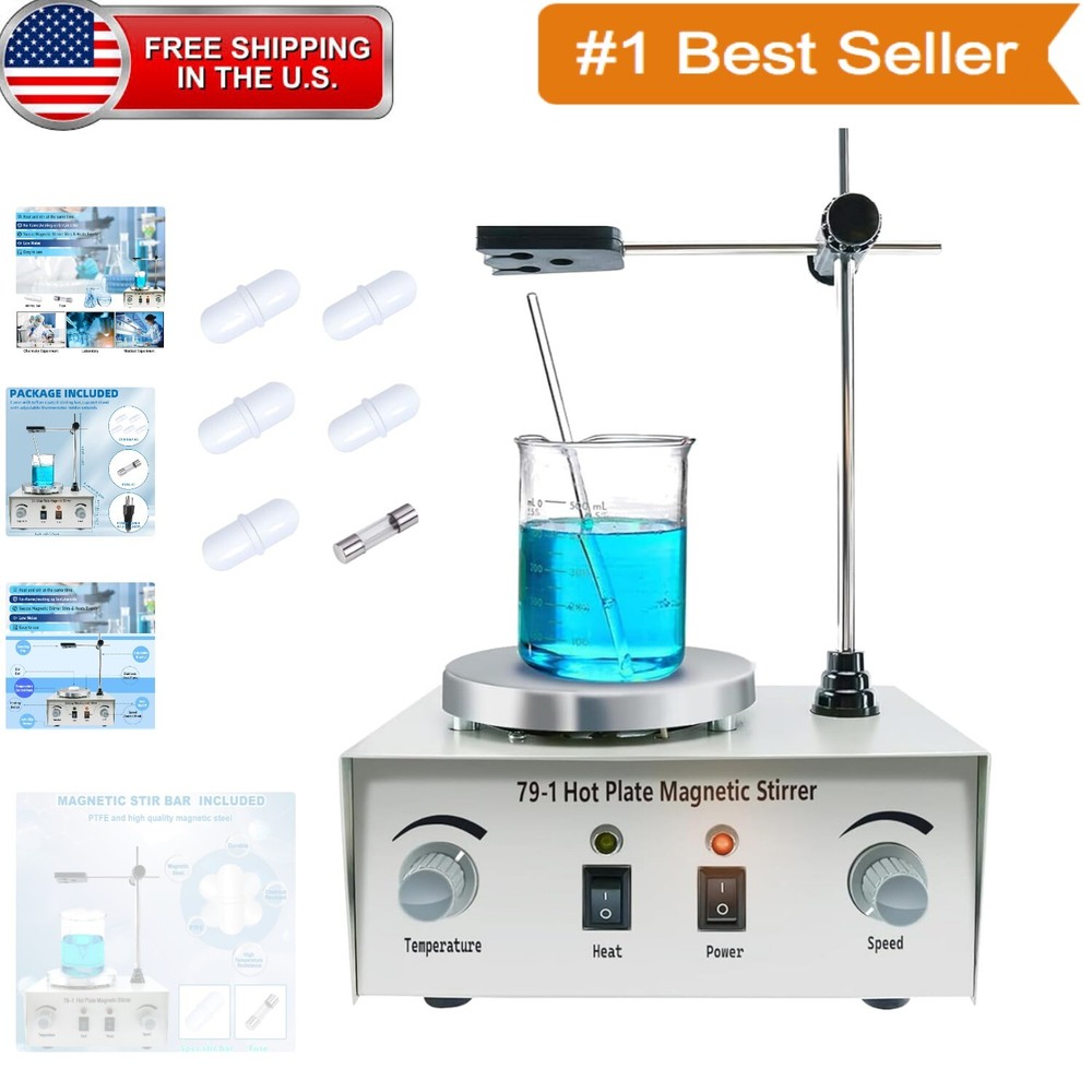 Efficient 1000ml Magnetic Stir Plate with Temperature Control and Stability