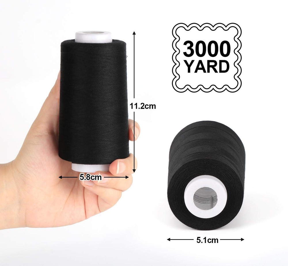 12 Overlock Thread Spools 1500M & 4 Serger Thread Spools 3000 Yards Black/White