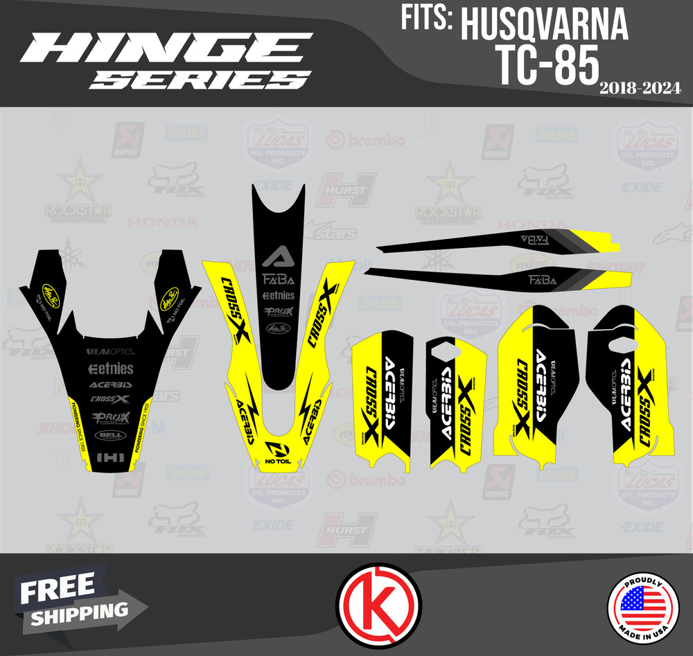 Graphics Kit for Husqvarna TC85 (2023-2024) Hinge - YELLOW
