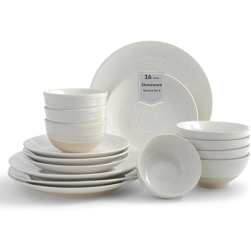 Complete Stoneware Dinnerware Set Family Meals & Entertaining Kitchen Essentials