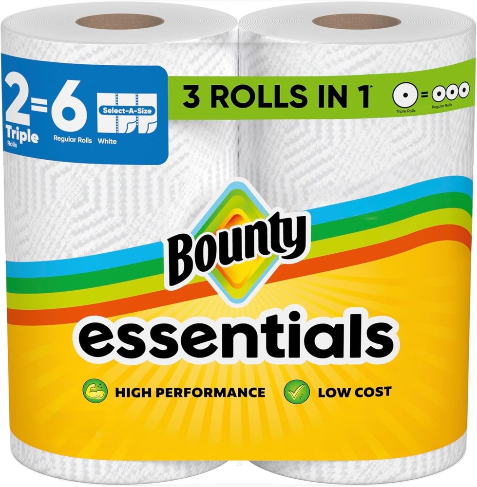 Bounty Essentials Select-A-Size Paper 2 Rolls (162 Sheets each), White