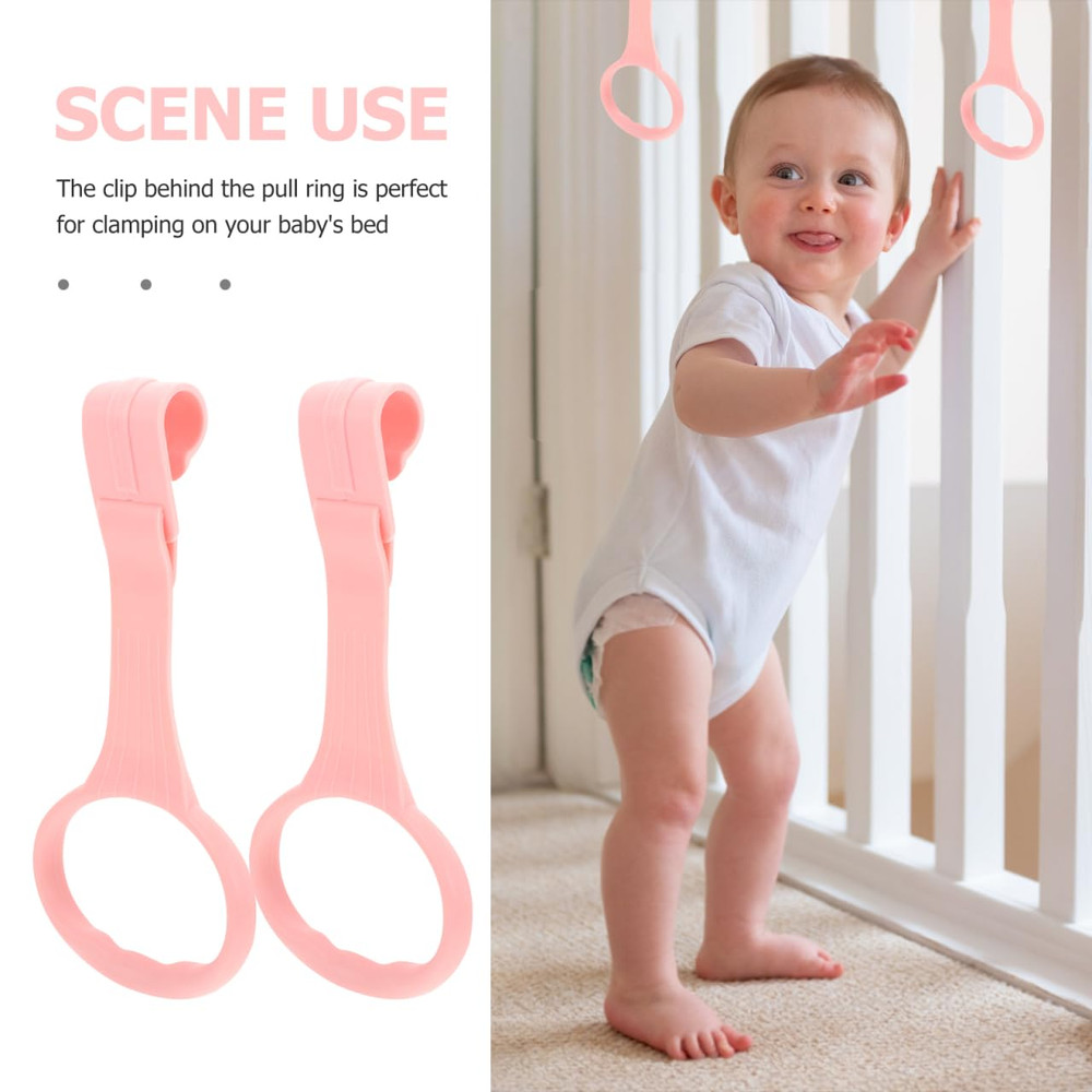 4Pcs Pull up Rings Standing Walker Crib Tool Ring Playpen Crib Hook Help Stand u