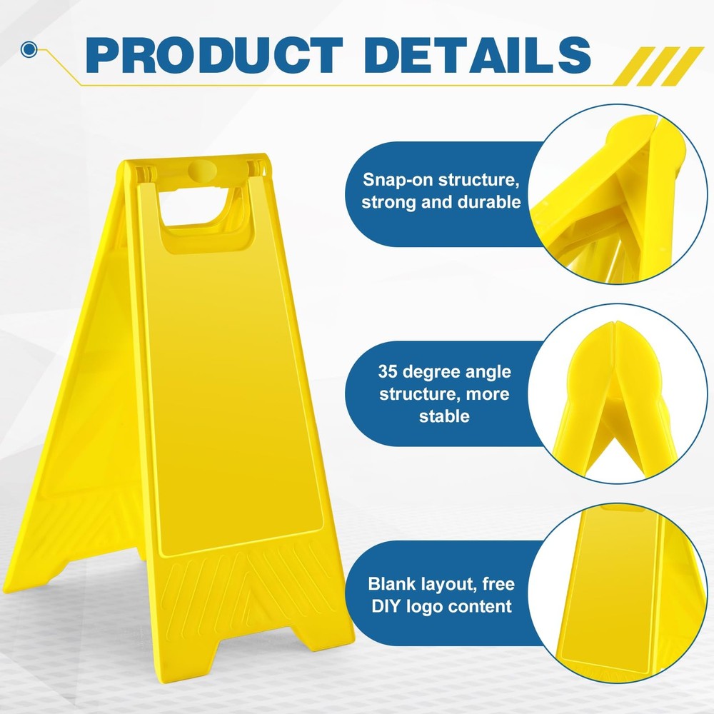 10 Pack 24" Height Blank Floor Sign Yellow A-frame Foldable Caution Sign Writ...