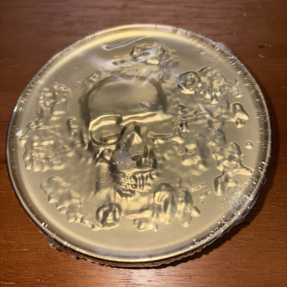 THRESHOLD Skull 4 Pack Metal Gothic Coasters Gold