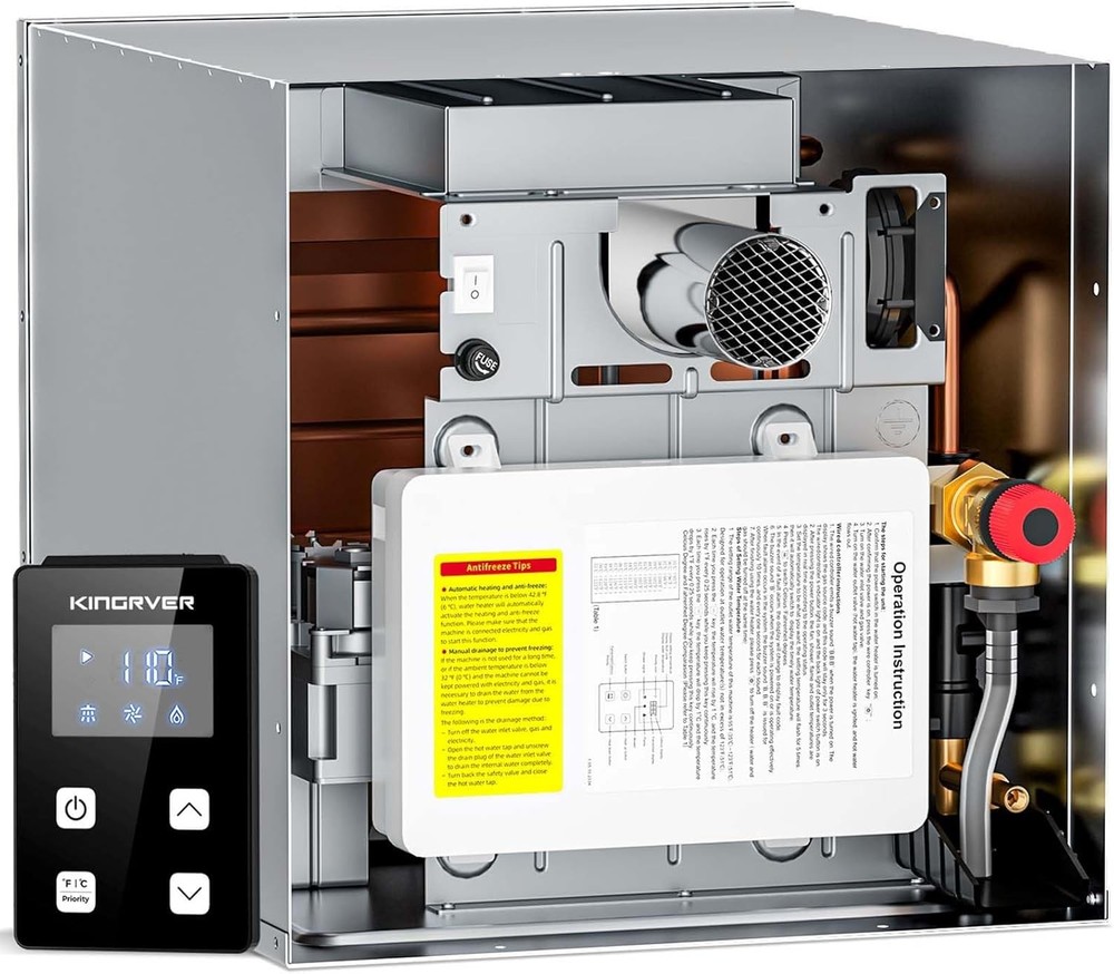 RV Tankless Water Heater Propane 2.5GPM 48000BTU Instant Hot Water W/ 15*15 Door