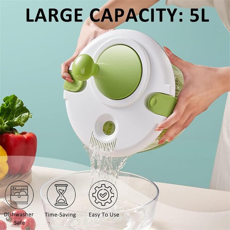 5l Large Salad Spinner – Vegetable Washer, Dryer & Strainer