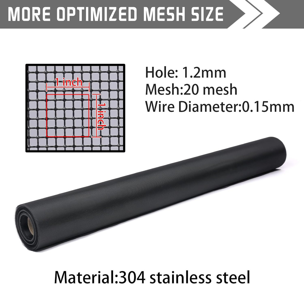 304 Black Stainless Steel Robust & Shielding Window Screen Replacement Mesh