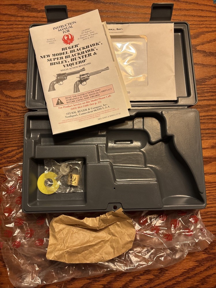 Ruger New Model Blackhawk/Super Blackhawk Case With Manual, Case lock & Plastic