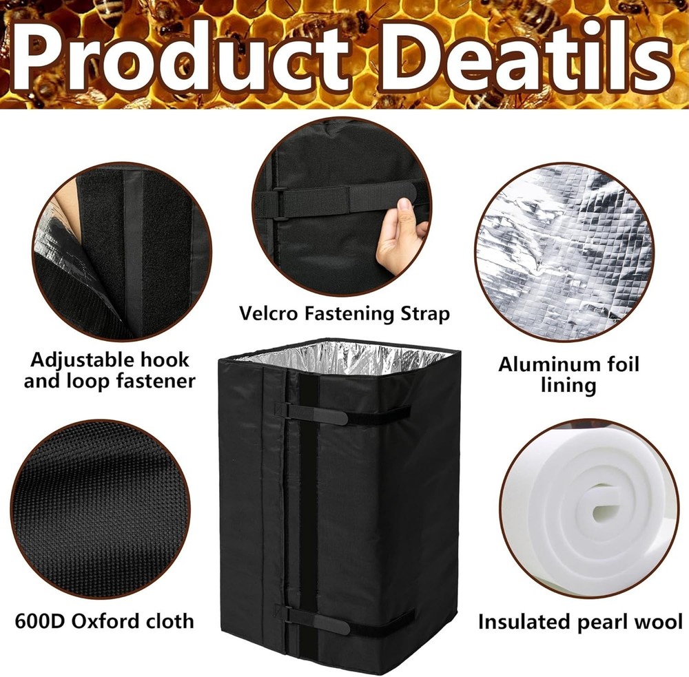 Bee Hive Wrap For 10 & 8 Frame Beehives, 2 Deep Boxes & 2 Medium Box Adjustable