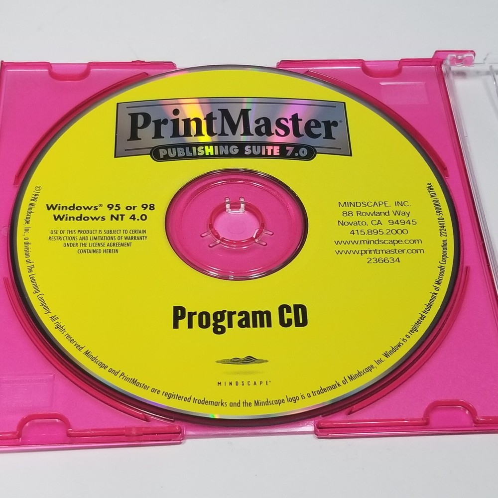 Printmaster Desktop Publishing Art Suite 7.0 Complete Software CD ROM Windows 95