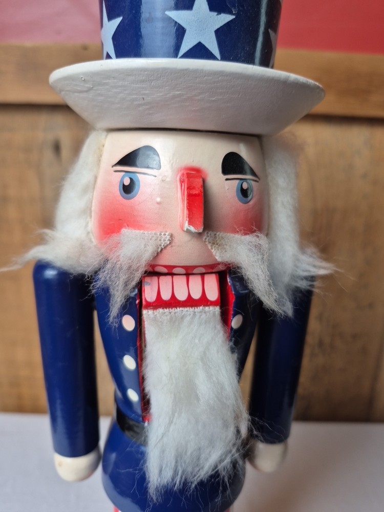 14" Patriotic Uncle Sam Nutcracker Red White And Blue