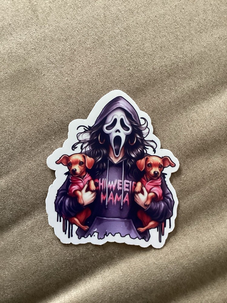 Ghost Face Sticker With Chihuahuas