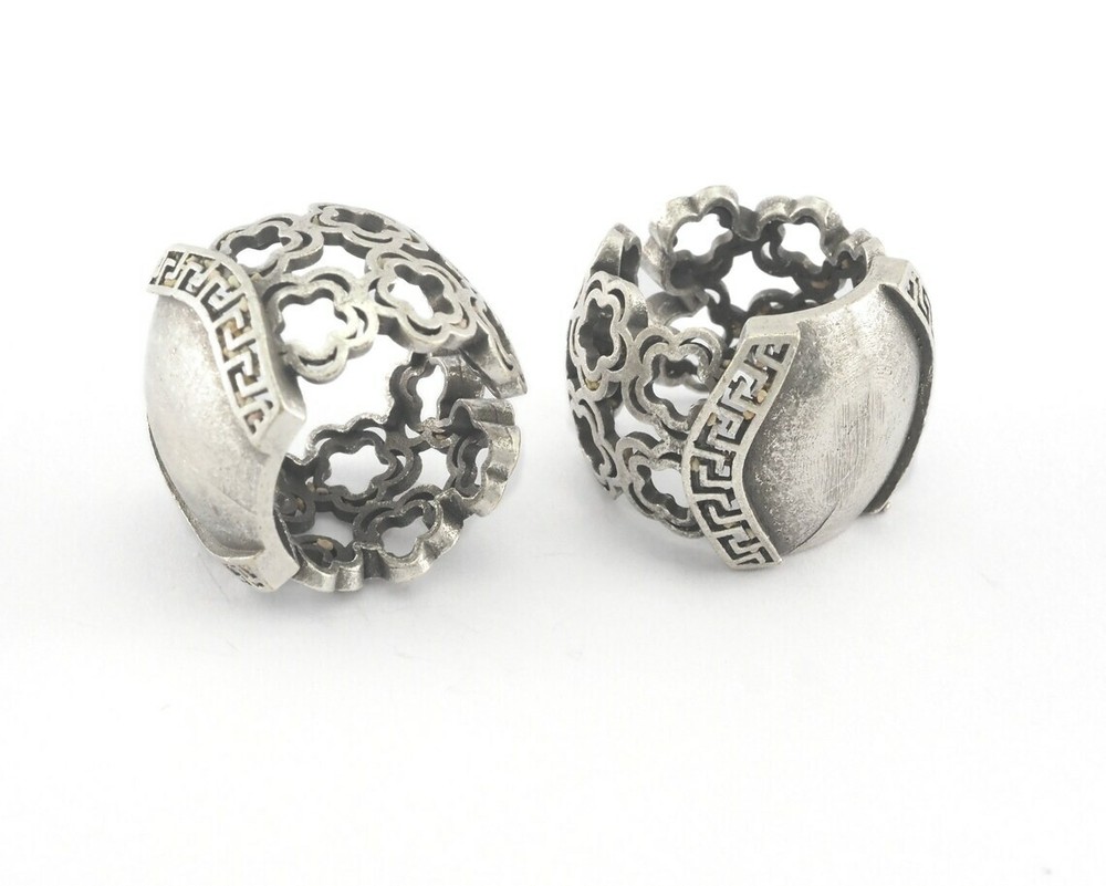 Adjustable Ring Antique Silver Plated Brass 4019