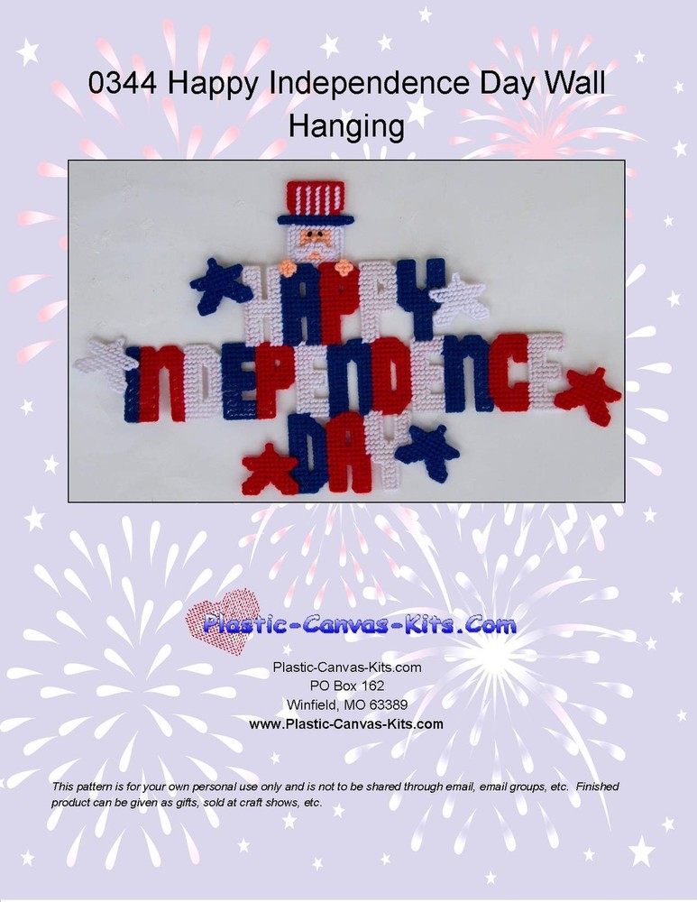 Happy Independence Day-Uncle Sam-Patriotic-Plastic Canvas Pattern or Kit