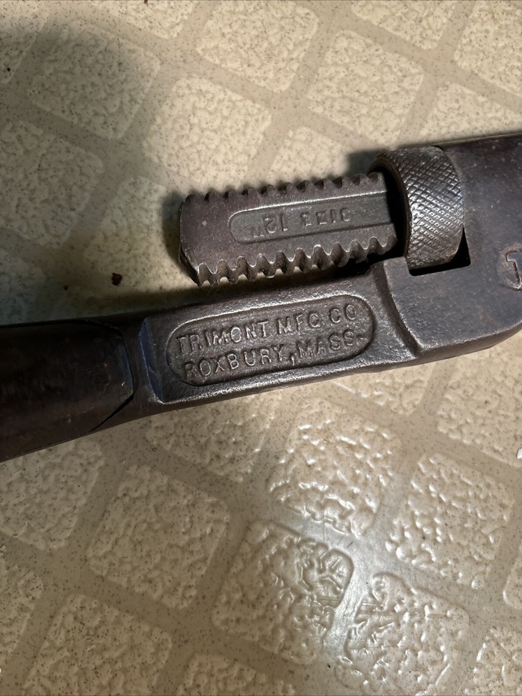 VINTAGE Tools TRIMO TRIMONT Adjustable Wrench w/ Wood Handle Size 12"