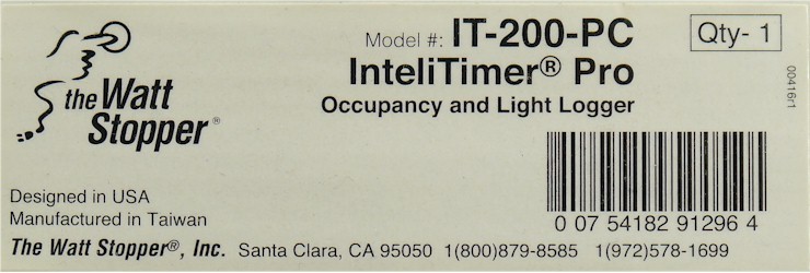 NEW WattStopper IT-200-PC IntelitTimer Pro Occupancy and Light Logger