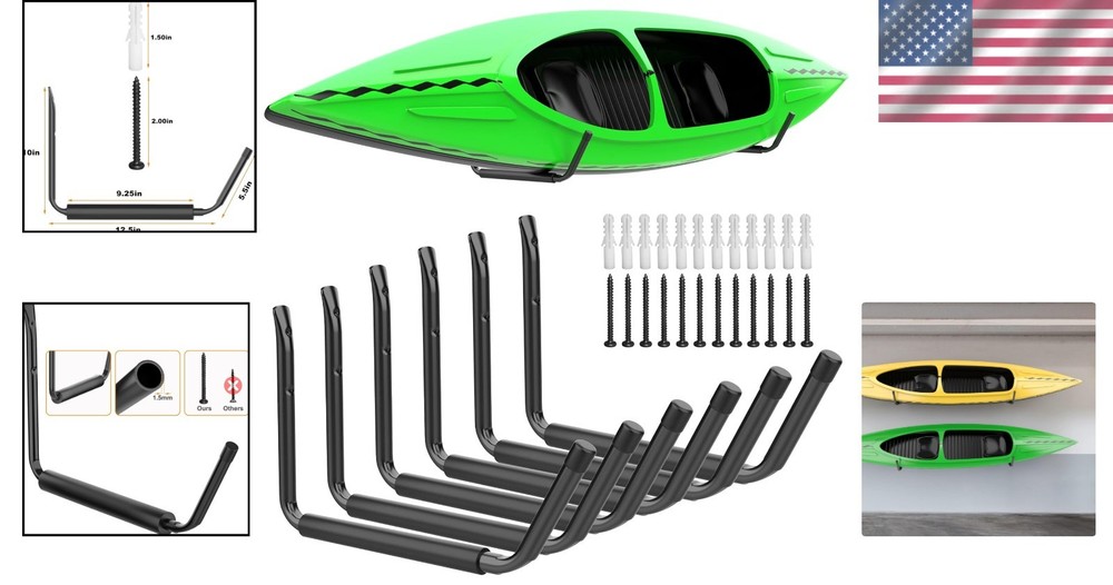 Versatile Wall Mount Kayak Holder - 6 Pack