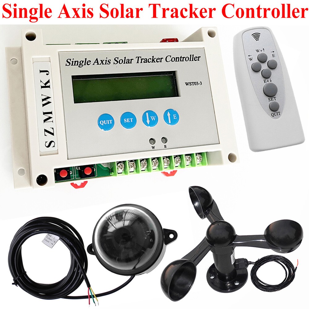 Single Axis Solar Tracker Controller + Wind Sensor + Light Sensor + IR Remote SJ