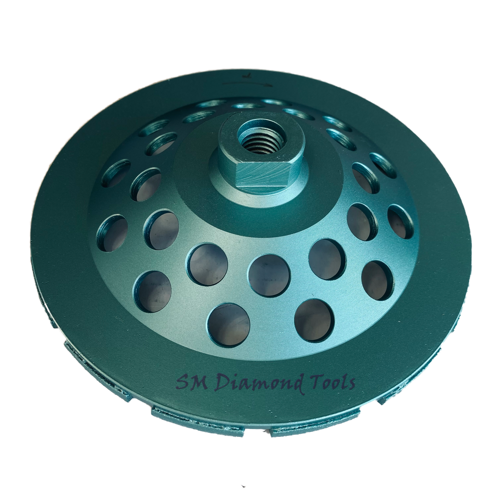 7" Premium Double Row Cup Wheel 5/8" Threaded Concrete Surface Grinding