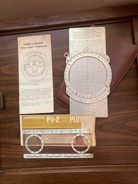 VINTAGE METAL E6B FLIGHT COMPUTER W/ MANUAL ALTITUDES , Instruc. & PV-2 Plotter
