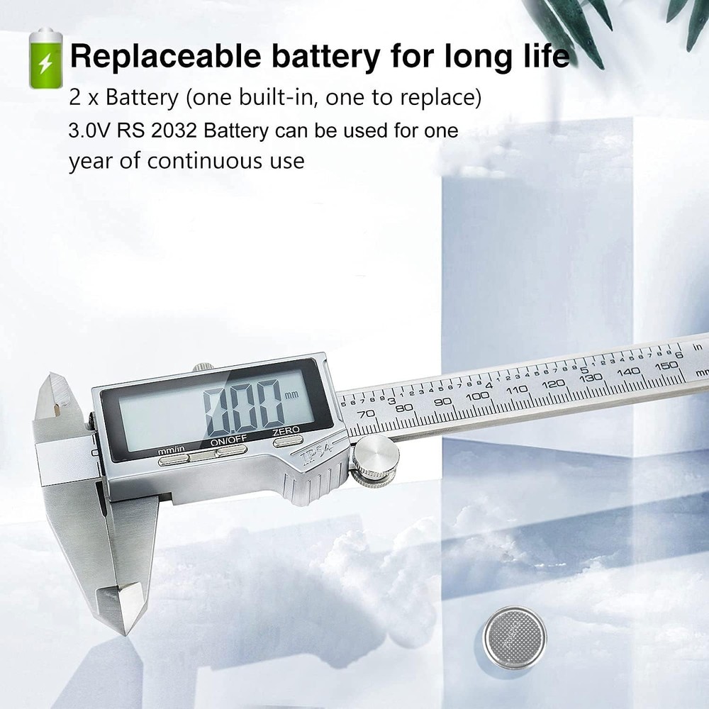 Precision 6 Inch Electronic Digital Vernier Caliper with Extra-Large LCD