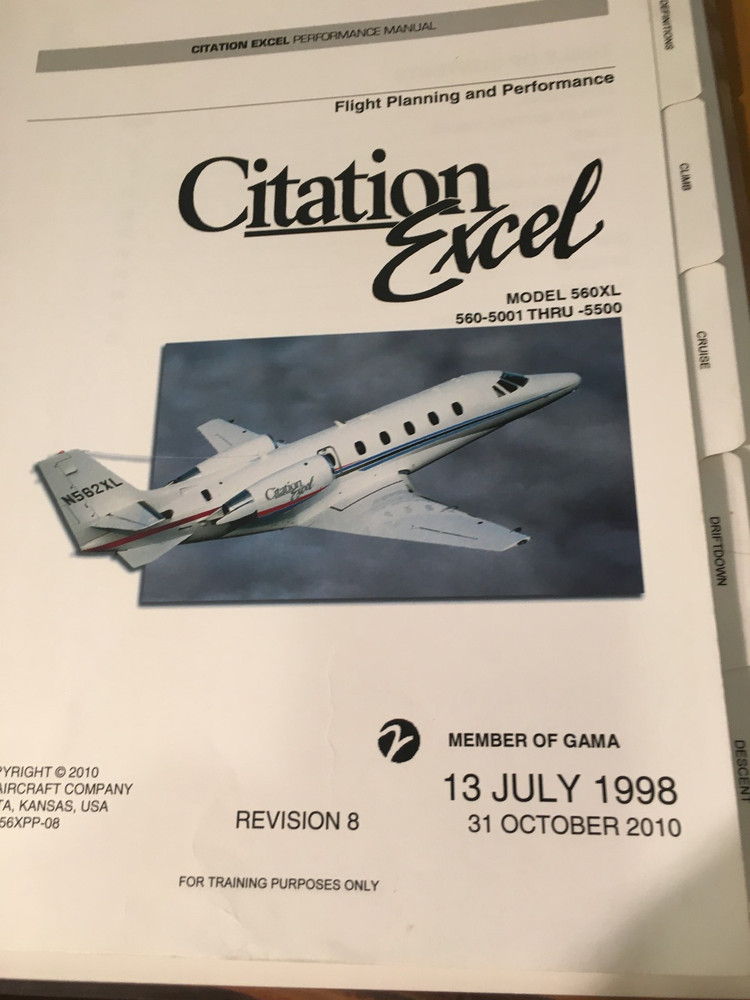 Citation Excel 560XL Planning & Performance Manual
