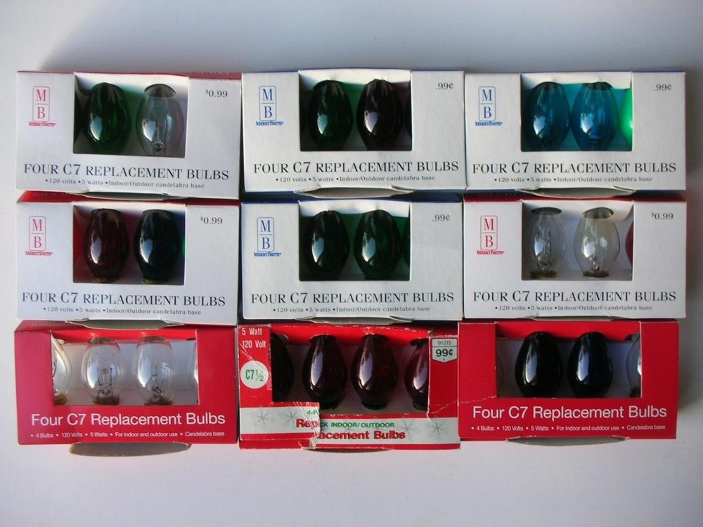 36 C-7 Christmas Tree Replacement Bulbs Multi-Colors 9 Packages 4 Per Package